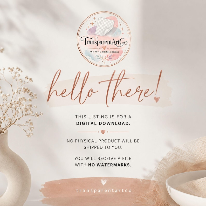 May include: A digital download advertisement with a soft, neutral color palette. The text "hello there!" is written in a flowing script. The listing is for a digital download, with no physical product shipped. The file will have no watermarks.