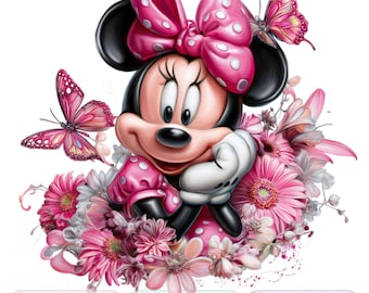Pink Minnie Mouse Clipart PNG, Sublimation Designs (Digital Download)