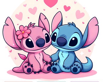 Stich und Engel Clipart PNG: Transparent Design (300 DPI) (Instant Download)