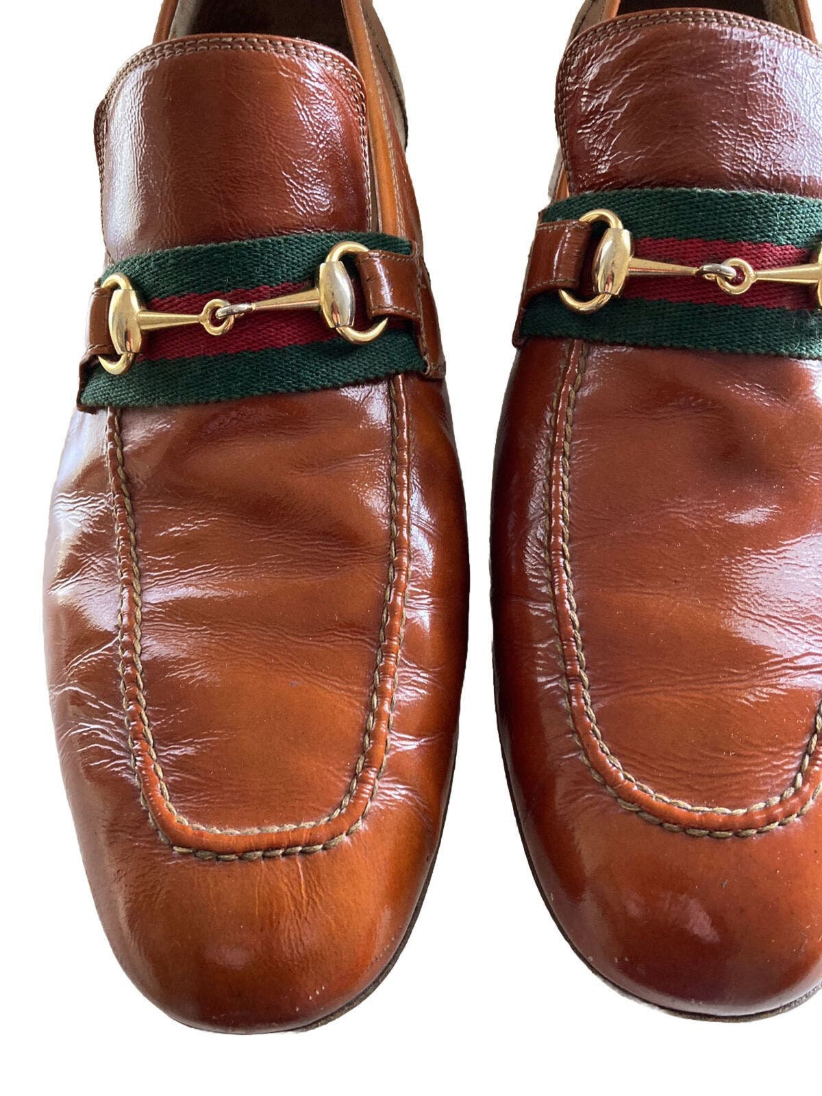 Gucci Vintage 1970s Mens Heeled Loafers Cognac Brown 45.5 Italy 11.5 US Horsebit Gucci Vintage 1970s Mens Heeled Loafers Cognac Brown 45.5  main image 3