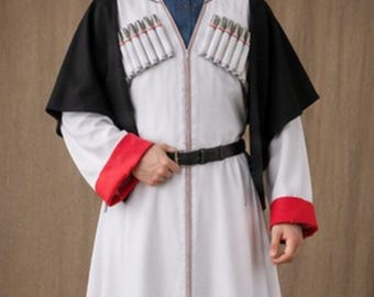 Men's White Cossack Coat, 19th Century Military Reproduction Costume