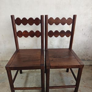 Reclaimed Wood Dining Chair | Rustic Scalloped Back Farmhouse Accent Seat