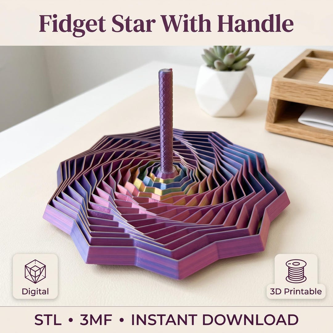 Star Fidget With Handle 3D Printable File | Sensory Toy, Desk Stress ...