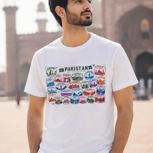 Pakistan Travel Stamps T-Shirt | Vintage Landmark Graphic Tee