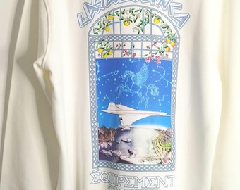 Casablanca White Cotton Sweatshirt: Graphic Print Pullover, Men's Casual Wear