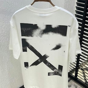 Off white Stencil Pfeil Skate Logo Weisses Grafik-T-Shirt : Baumwoll-Jersey, Männer-Sommer-Freizeitkleidung