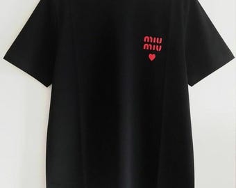 Miu Miu zwart katoenen jersey logo-T-shirt: zomerse vrijetijdskleding voor heren