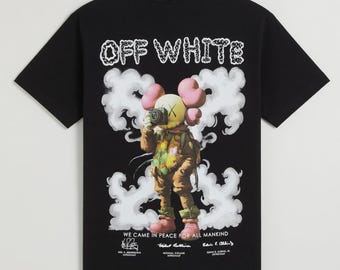 Gebroken wit KAWS grafisch T-shirt: katoenjersey, casual zomerkleding