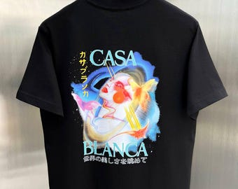 Casablanca Galactic Graphic T-Shirt: Black Cotton Jersey Summer Tee
