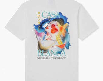 Casablanca Galactic Graphic T-Shirt: White Cotton Jersey Summer Tee
