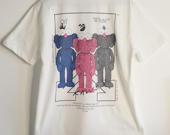 Off-White KAWS Graphic T-Shirt Cotton Jersey White Men's Summer Casual