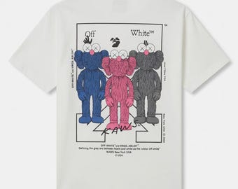 Gebroken wit KAWS grafisch T-shirt katoenjersey wit heren zomer casual