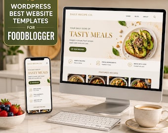 Foodblogger WordPress-themasjabloon | Websitesjabloon recept (digitale download)