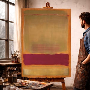 Arte de parede em tela com blocos de cores abstratas, estilo pintura a óleo moderna, decoração em tons terrosos quentes, decoração de parede contemporânea para casa.
