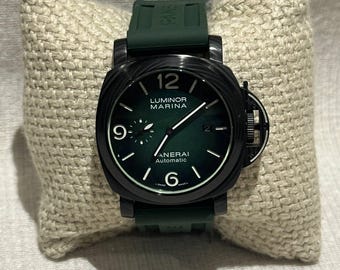 Vintage Panerai Submersible Marina Automatik Schwarz Edelstahl Schwarzes Zifferblatt Grün Kautschukband 47 MM Herren Armbanduhr mit kostenlosem Versand