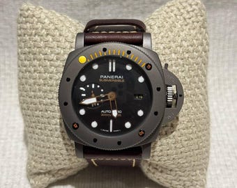 Vintage Panerai Dompelpomp Marina automatisch grijs roestvrij staal zwarte wijzerplaat bruine leren band 47 mm herenpolshorloge met gratis verzending