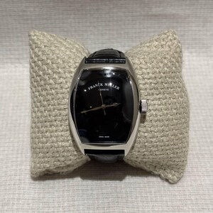Vintage Franck Muller Automatic Movement Silver Stainless Steel Black Dial Black Leather Strap Men's Wrist Watch With Free Shipping