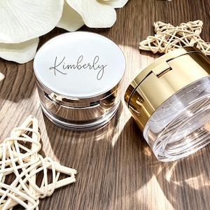 Personalized Engraved Powder Compact, Gold or Silver Makeup Box, Mirror, Puff