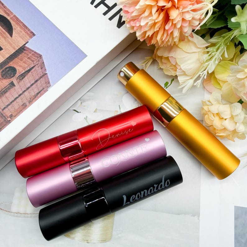 Rotary Twist Travel Perfume Bottle, Custom Engraved Refillable Mini Atomizer, TSA Approved Pocket Fragrance Spray for Daily Trip image 1