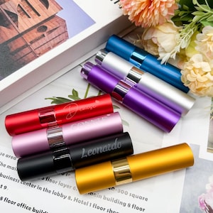 Rotary Twist Travel Perfume Bottle, Custom Engraved Refillable Mini Atomizer, TSA Approved Pocket Fragrance Spray for Daily Trip image 2