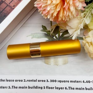 Rotary Twist Travel Perfume Bottle, Custom Engraved Refillable Mini Atomizer, TSA Approved Pocket Fragrance Spray for Daily Trip Gold