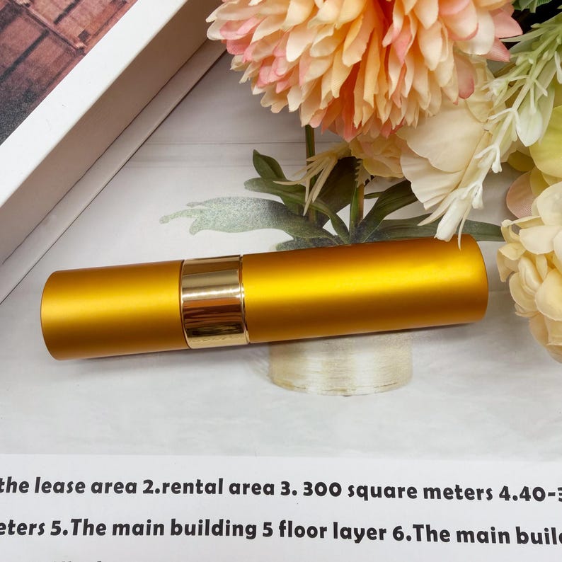 Rotary Twist Travel Perfume Bottle, Custom Engraved Refillable Mini Atomizer, TSA Approved Pocket Fragrance Spray for Daily Trip Gold