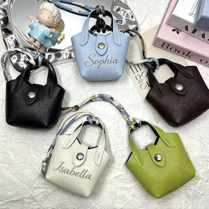 Gepersonaliseerde leren tashanger, sleutelhanger met naam, cadeau voor bruidsmeisjes