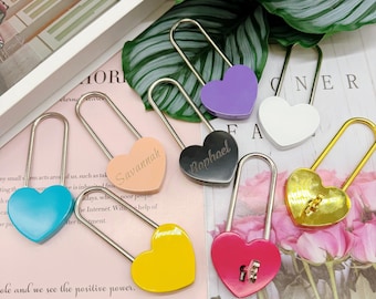 Personalised Heart Love Lock with Key – Custom Engraved Stainless Steel Padlock