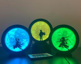 Attack on Titans LED-lampa | Anime nattlampa | Eren, Mikasa, Levy Ackerman... | Anime-present