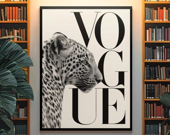 Timeless Vogue Leopard Poster | Iconic Fashion Magazine Wall Decor | Bold Animal Print Aesthetic | Modern Editorial Room Decor