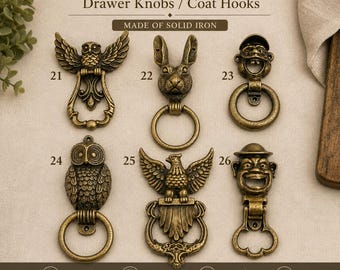 Antique Brass Door Knocker – Ornate Mythological Face Green Man