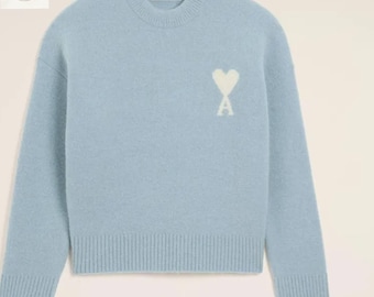 Heart A Knit AMI Paris Sweater || Minimalist Heart Pullover || Unisex Streetwear