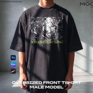 Oversized Front T-Shirt Mockup Male Model | Streetwear Apparel Mockup (Digital Download)