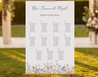 Jardin du Lys Wedding Seating Chart Template,Wildflower Bird Seating Sign,Romantic Garden Seating Plan,Editable Signage,Printable Sign,