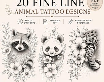 20 diseños de tatuajes de animales con líneas finas / Inspiración en la vida salvaje (Descarga en PDF)