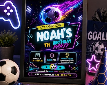 Soccer Birthday Invitation Canva Editable Template, Its Game Time Invite, Soccer Jersey Birthday Invite, Boys Football Party Canva Template