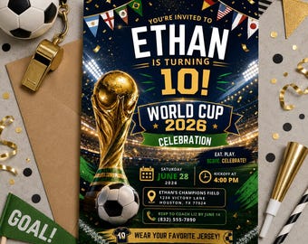 World Cup Watch Party Invitation: Editable Soccer Birthday Template (Digital Download)