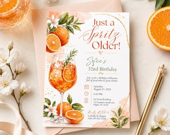 Love at First Spritz Bridal Shower Invitation, Aperol Spritz Bridal Shower Invite, Citrus Bridal Brunch, Orange Bridal Shower Bright Florals