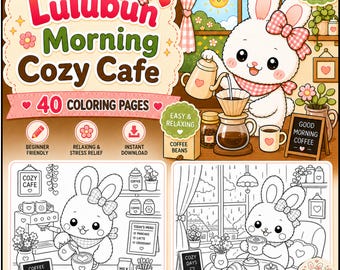 Lulubun Morning Cafe Coloring Book PDF, Kawaii Bunny Printable Pages