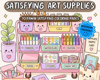 Satisfying Marker Coloring Pages, Art Supplies Coloring Book, Stationery Organizer PDF