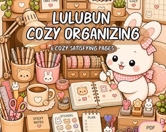 Satisfying Coloring Book, Cozy Desk Organization Pages, Kawaii Bunny Printable PDF