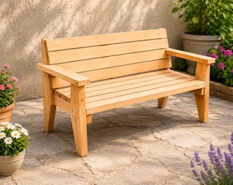 DIY Wooden Garden Bench Plans | Farmhouse Patio Seating (PDF Download)