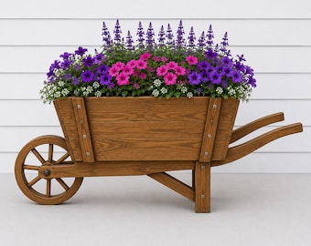Wooden Wheelbarrow Planter Box Plans | Rustic Garden Flower Cart Build (PDF Download)