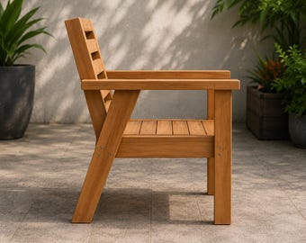 Planos para construir una tumbona de madera para exteriores (hazlo tú mismo) / PDF para construir una silla de patio moderna / Proyecto de carpintería sencillo