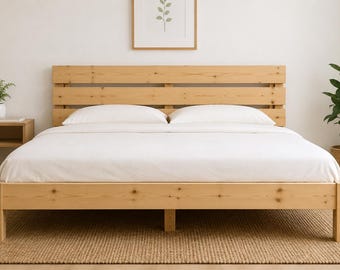 Planos para armazón de cama Queen moderna / Construcción sencilla de cama plataforma de carpintería (Descarga en PDF)