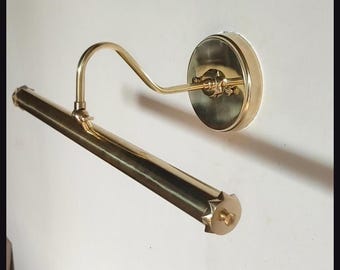 Solid Raw Brass Picture Light | Mid Century Modern Wall Sconce, Adjustable Arms