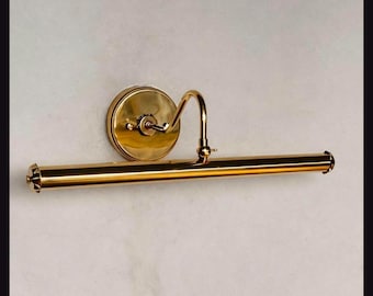 Solid Raw Brass Picture Light | Mid Century Modern Wall Sconce, Adjustable Arms