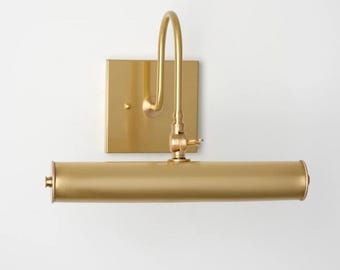 Lampe pour tableau fabriquée à la main en laiton massif, applique murale minimaliste moderne, lampe du milieu du siècle