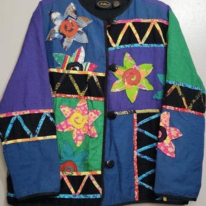 Vintage Allure Womens Patchwork Jacket Size Large