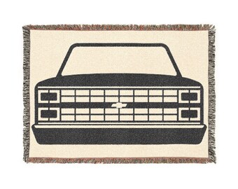Classic Truck Front Grille Woven Blanket | Retro Pickup Car Throw